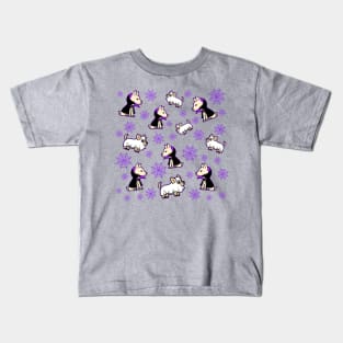 Spooky Halloween Purple Dog Pattern Kids T-Shirt